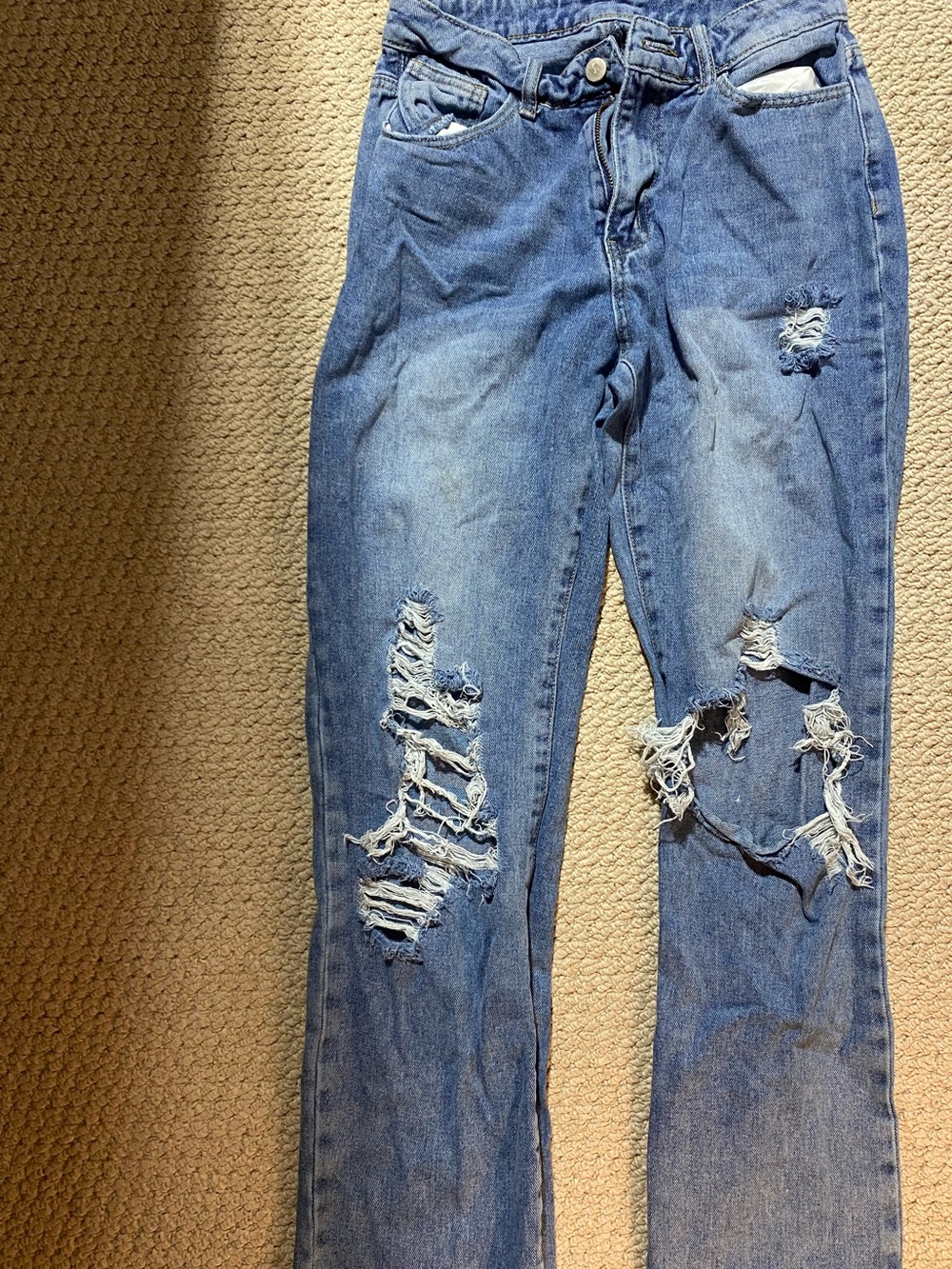 SHEIN Distressed Light Blue Boyfriend Jeans